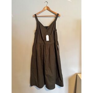 Universal Standard Olive Wrap Midi Dress Pockets Minimalist Capsule M NWT